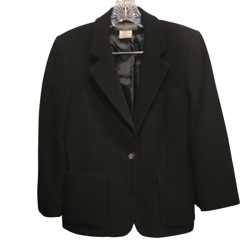 Harvé Benard Black Wool Cashmere Blend Peacoat Jacket Petite 10P
